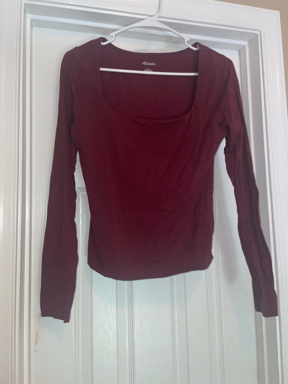 Target Wild Fable- Long Sleeve Scoop Neck Top in Burgundy